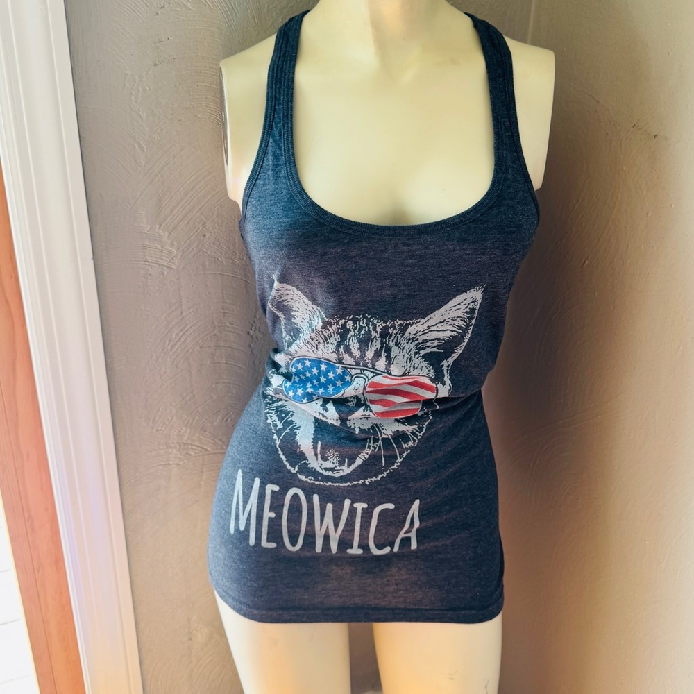 Meowica cat lovers Racerback tank size med blue